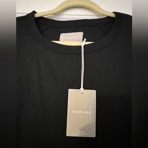 Everlane The Luxe Cotton Side-Slit Tee Dress in Black - New with Tags